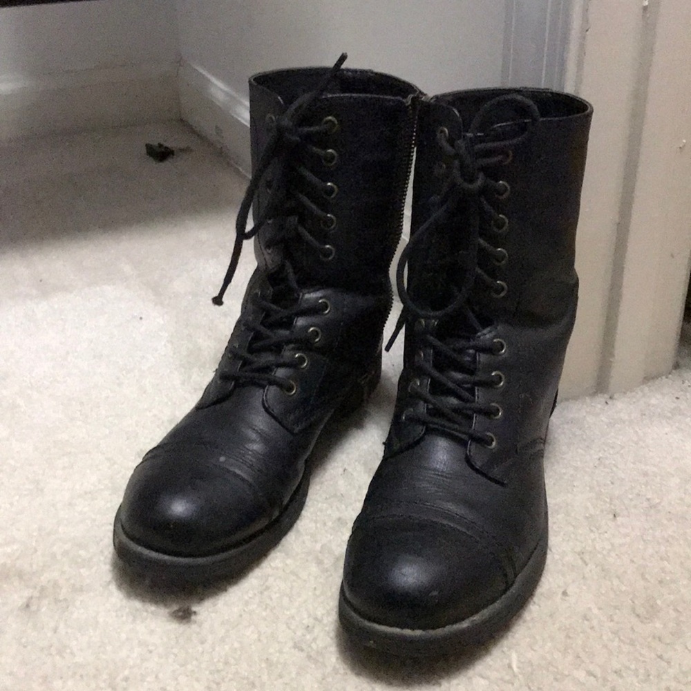 Black combat boots